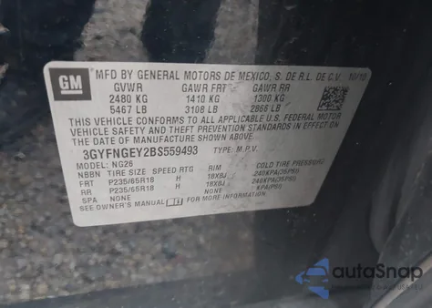 2011 Cadillac Srx Standard from USA, damaged, VIN 3GYFNGEY2BS559493